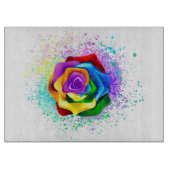 Kleurrijke Regenboog Roos Snijplank (Voorkant)