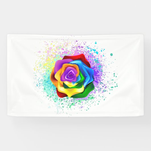 Kleurrijke Regenboog Roos Spandoek (Horizontaal)