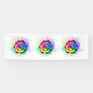 Kleurrijke Regenboog Roos Spandoek