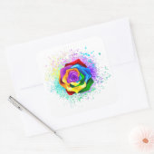 Kleurrijke Regenboog Roos Vierkante Sticker (Envelop)
