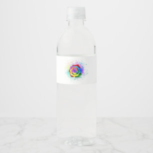 Kleurrijke Regenboog Roos Waterfles Etiket