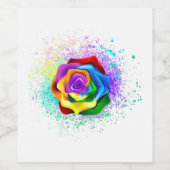 Kleurrijke Regenboog Roos Wijn Etiket (Enkel label)