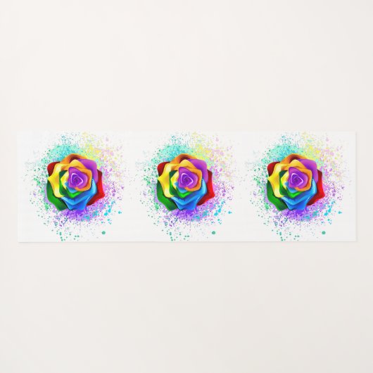 Kleurrijke Regenboog Roos Yogamat (Achterkant (horizontaal))