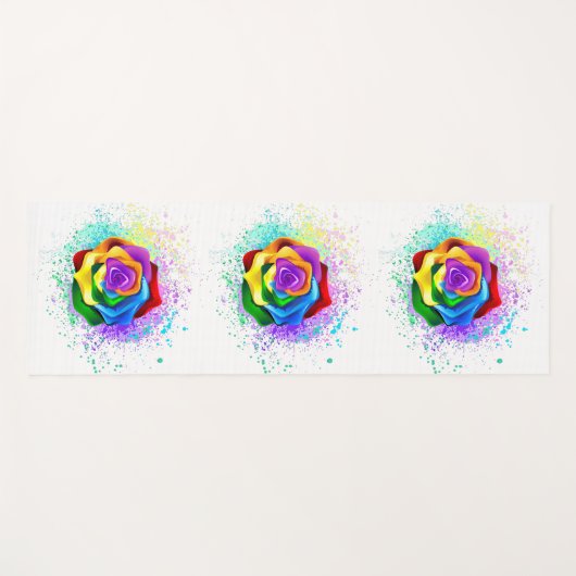 Kleurrijke Regenboog Roos Yogamat (Voorkant (horizontaal))