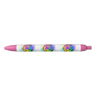 Kleurrijke Regenboog Roos Zwarte Inkt Pen