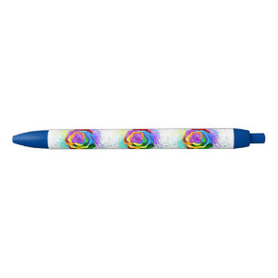 Kleurrijke Regenboog Roos Zwarte Inkt Pen