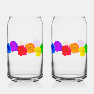 Kleurrijke regenboog Rozen Blikvorm Glas
