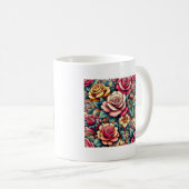 Kleurrijke regenboog rozen bloemen koffiethee mok  (Voorkant rechts)