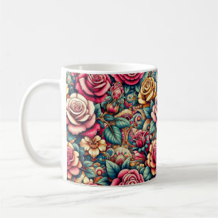 Kleurrijke regenboog rozen bloemen koffiethee mok