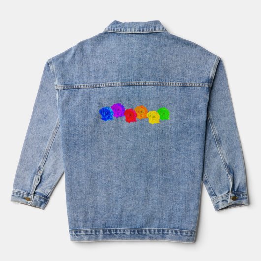 Kleurrijke regenboog Rozen Denim Jacket (Achterkant)