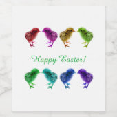 Kleurrijke, Regenboog, Schattige, Lentekuikens Wijn Etiket (Enkel label)