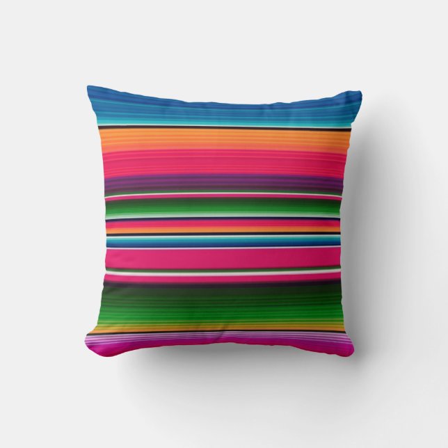 Kleurrijke Regenboog Spaanse Mexicaanse Deken Stre Kussen (Voorkant)