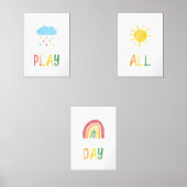 kleurrijke regenboog speel de hele dag kunstprint  muurkunst sets (Voorkant)