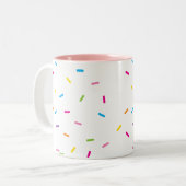 KLEURRIJKE REGENBOOG SPRINKLES schattig leuk helde Tweekleurige Koffiemok (Voorkant links)