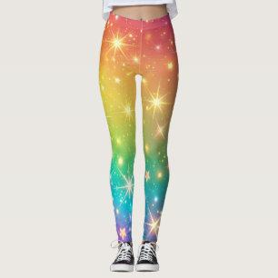 Kleurrijke Regenboog ster ruimte Leggings