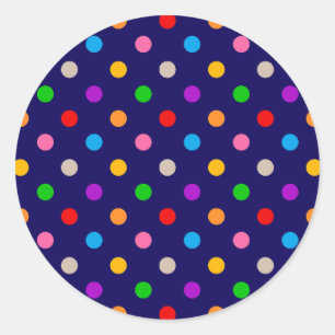 Kleurrijke Regenboog Stippen Blauw  Ronde Sticker