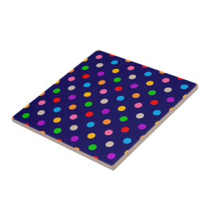 Kleurrijke Regenboog Stippen Blauw  Tegeltje