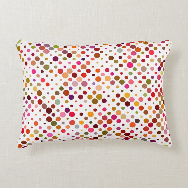 Kleurrijke Regenboog Stippen, Retro 70s Accent Kussen (Voorkant)