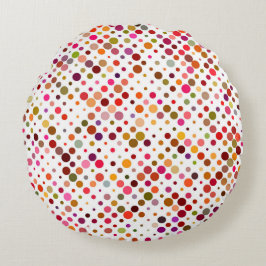 Kleurrijke Regenboog Stippen, Retro 70s Rond Kussen