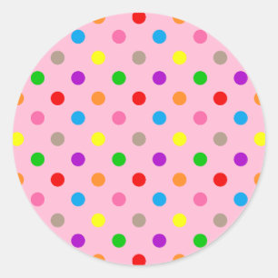 Kleurrijke Regenboog Stippen Roze  Ronde Sticker