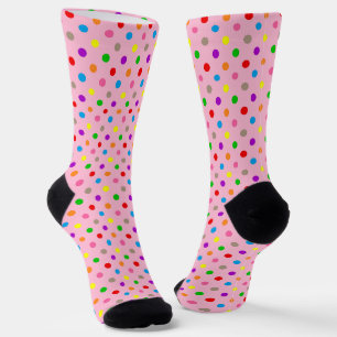 Kleurrijke Regenboog Stippen Roze Sokken