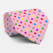 Kleurrijke Regenboog Stippen Roze  Stropdas (Opgerold)