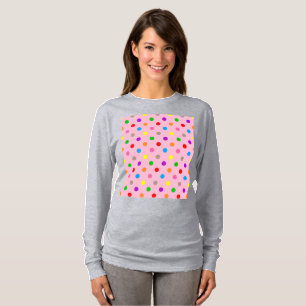 Kleurrijke Regenboog Stippen Roze T-shirt