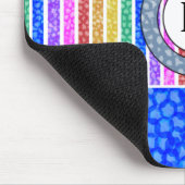 Kleurrijke Regenboog Streep Blauw Waterverf Mozaïe Muismat (Hoek)