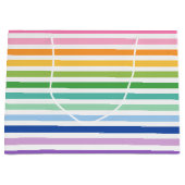 Kleurrijke Regenboog Streep Patroon Grote Gift Bag Groot Cadeauzakje (Voorkant)