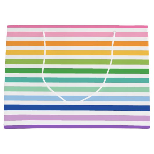 Kleurrijke Regenboog Streep Patroon Grote Gift Bag Groot Cadeauzakje (Voorkant)