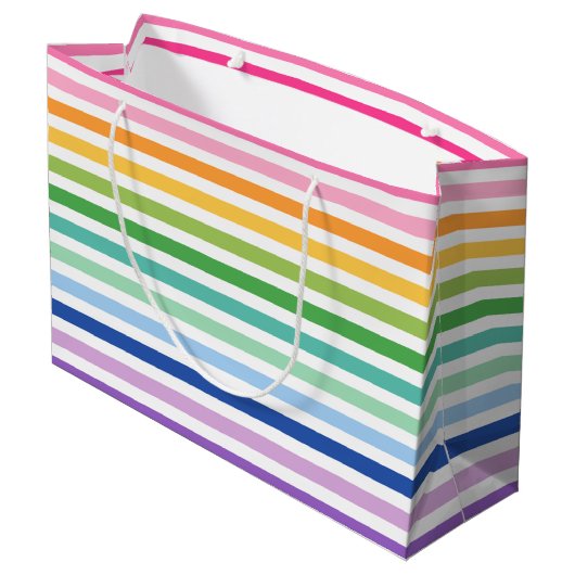 Kleurrijke Regenboog Streep Patroon Grote Gift Bag Groot Cadeauzakje (Achterkant Gekanteld)