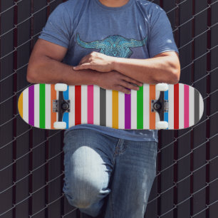 Kleurrijke Regenboog Strepen Lijnen Ontwerp - Wit Persoonlijk Skateboard