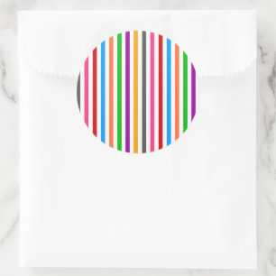Kleurrijke Regenboog Strepen Lijnen Ontwerp - Wit Ronde Sticker