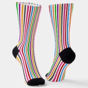 Kleurrijke Regenboog Strepen Lijnen Ontwerp - Wit  Sokken