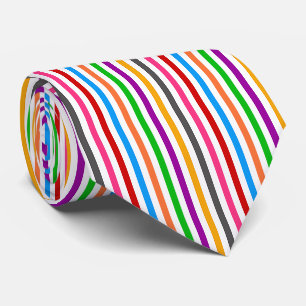 Kleurrijke Regenboog Strepen Lijnen Ontwerp - Wit Stropdas