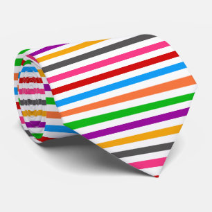 Kleurrijke Regenboog Strepen Lijnen Ontwerp - Wit Stropdas