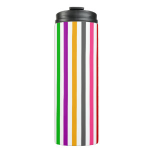 Kleurrijke Regenboog Strepen Lijnen Ontwerp - Wit  Thermosbeker