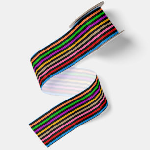 Kleurrijke Regenboog Strepen Lijnen Ontwerp - Zwar Satijnen Lint