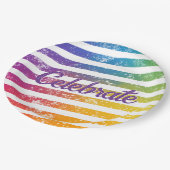 Kleurrijke regenboog thema strepen vieren papieren bordje (Gekanteld)
