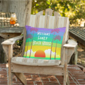 Kleurrijke regenboog tropische zonsondergang stran buitenkussen (Stoel)