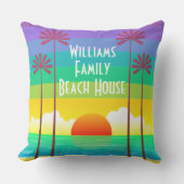 Kleurrijke regenboog tropische zonsondergang stran buitenkussen (Voorkant)