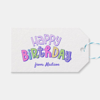 Kleurrijke Regenboog Typografie Eenvoudige Gelukki Cadeaulabel