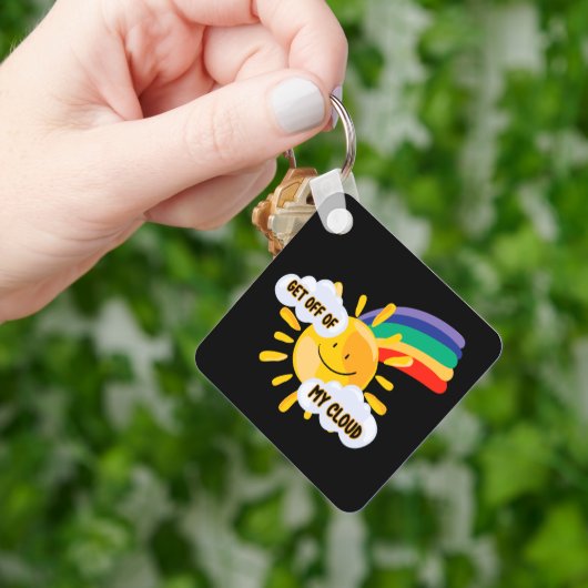 Kleurrijke regenboog uit mijn wolk sleutelhanger (Hand)