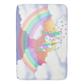 Kleurrijke regenboog Unicorn en sterren Badmat (Voorkant Verticaal)