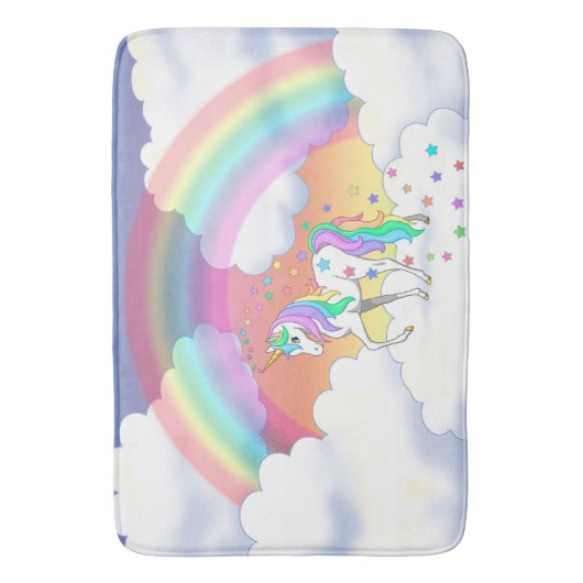 Kleurrijke regenboog Unicorn en sterren Badmat (Voorkant Verticaal)