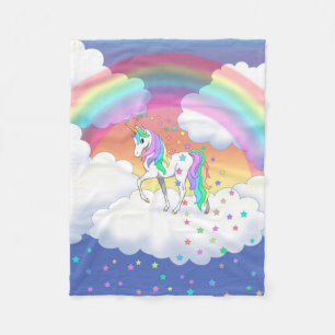 Kleurrijke regenboog Unicorn en sterren Fleece Deken