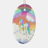 Kleurrijke regenboog Unicorn en sterren Keramisch Ornament (Rechts)