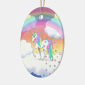 Kleurrijke regenboog Unicorn en sterren Keramisch Ornament (Links)