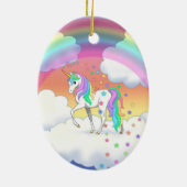 Kleurrijke regenboog Unicorn en sterren Keramisch Ornament (Achterkant)