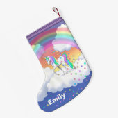 Kleurrijke regenboog Unicorn en sterren Kleine Kerstsok (Achterkant (Hangend))